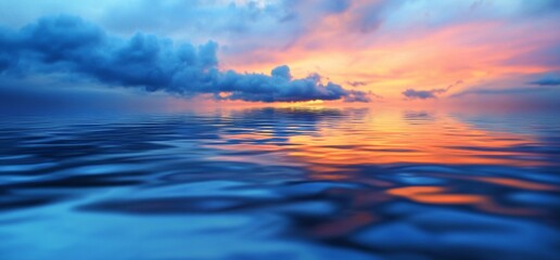 Obraz premium Stunning Sunset Sky Reflected in Tranquil Water Creates Awe-Inspiring Scene