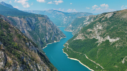 Piva river canyon aerial Montenegro