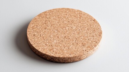 Close-up of a round cork coaster or coaster. the cork is light brown in color and has a textured surface. it appears to be made of a similar material, possibly cork or a similar type of material.