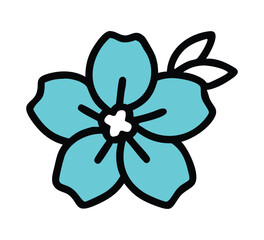 Fototapeta premium Vector Floral Element of a Single Blue Flower, Botanical Sketch for Nature and Garden Themes On White Background 