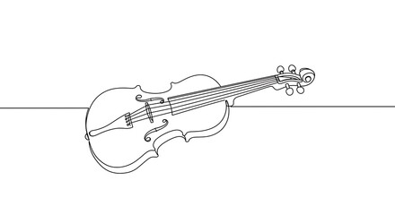 Violin Continuous Line Drawing Musical Instrument