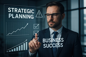Startup business trend growth concept, improve development chart of company - Digital Business Interface Concept