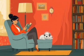 Woman enjoying a quiet moment with a pet in a cozy room