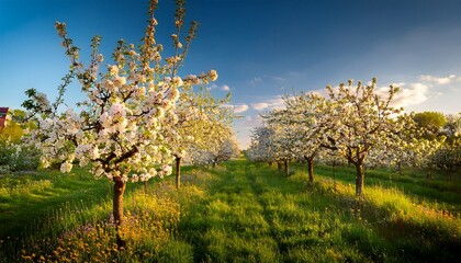 flowering apple trees