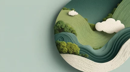 Rolgordijnen Minimalist Design of Green Landscape for Earth Day Celebration © Isolated studio