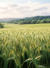 Golden wheat field at sunrise