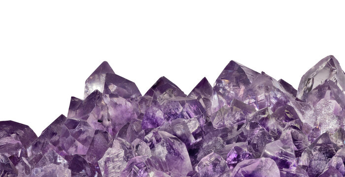 amethyst druse with lilac dark large isolated crystals