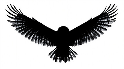 Majestic Silhouette of an Owl in Flight: A striking silhouette captures the powerful essence of an owl in full flight, its wings spread wide against a crisp backdrop.