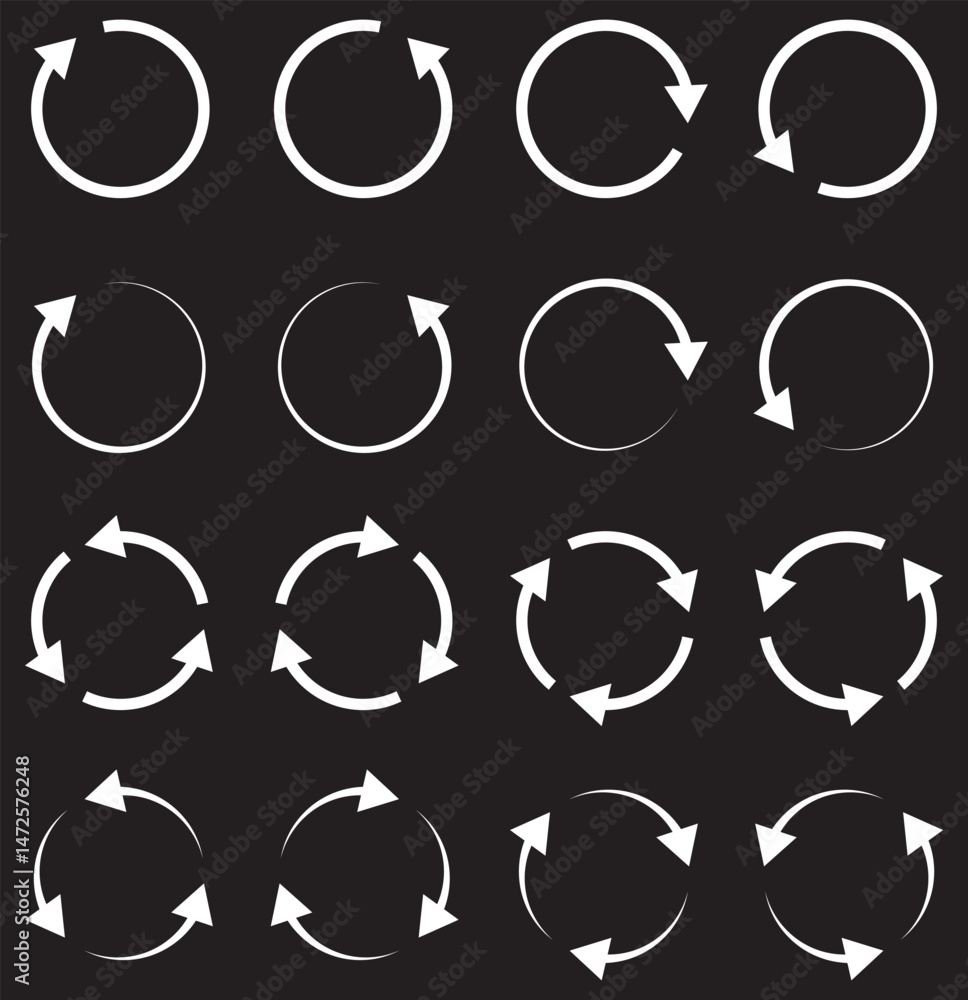 Poster circle arrow icon set. circular arrow icon, refresh, reload arrow icon symbol sign, vector illustrat