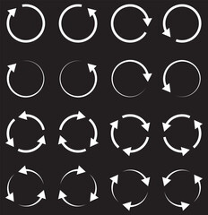 circle arrow icon set. circular arrow icon, refresh, reload arrow icon symbol sign, vector illustration