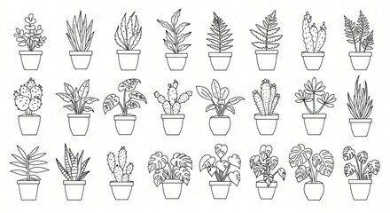 Obraz premium line art set of icons depicting plants illustrations vectors symbols icons 