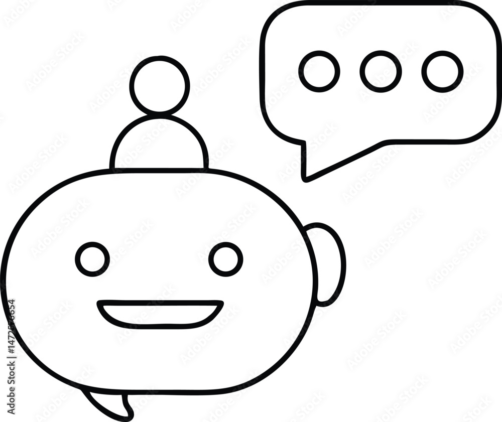 Poster chatbot conversation window icon depicting ai assistant and online communication