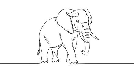 Obraz premium Elephant Line Drawing Illustration Simple Design