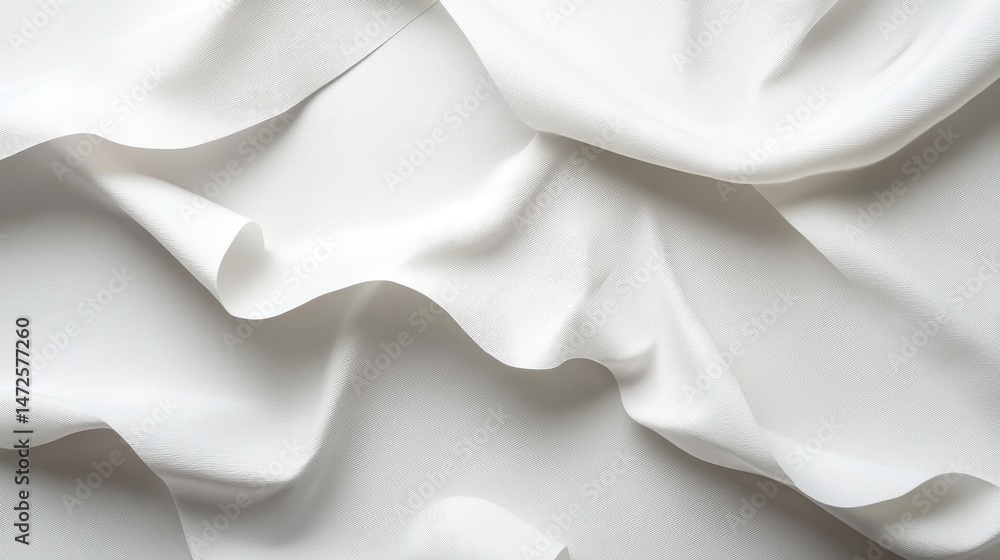 Poster textured white fabric with gray patterns draped in soft folds