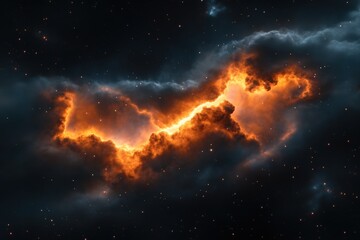 Fototapeta premium Orange nebula in dark space