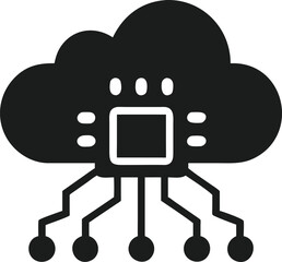 Futuristic vector silhouette design of a cloud icon connected to a microchip