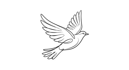 Obraz premium Bird Flying Single Line Art in Black and White Minimalist Design