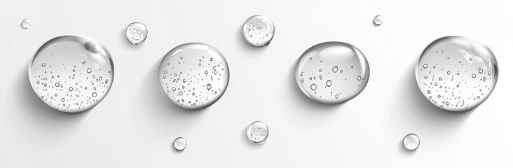 Translucent Spherical Droplets on White Background