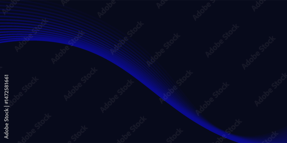 Poster abstract glowing wave lines on dark blue background. dynamic wave pattern. modern flowing wavy lines