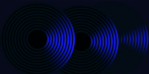 Dark blue circle line abstract background. Shiny blue circle geometric lines with future technology concept. Vector illustration