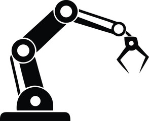 Industrial robotic arm icon silhouette design for automation and technological advancements