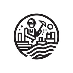 black and white construction logo vector