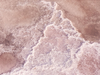 Natural Salt Crust Surface Pattern On Salty Lake Texture With Mineral Deposits And Shallow Water good background.