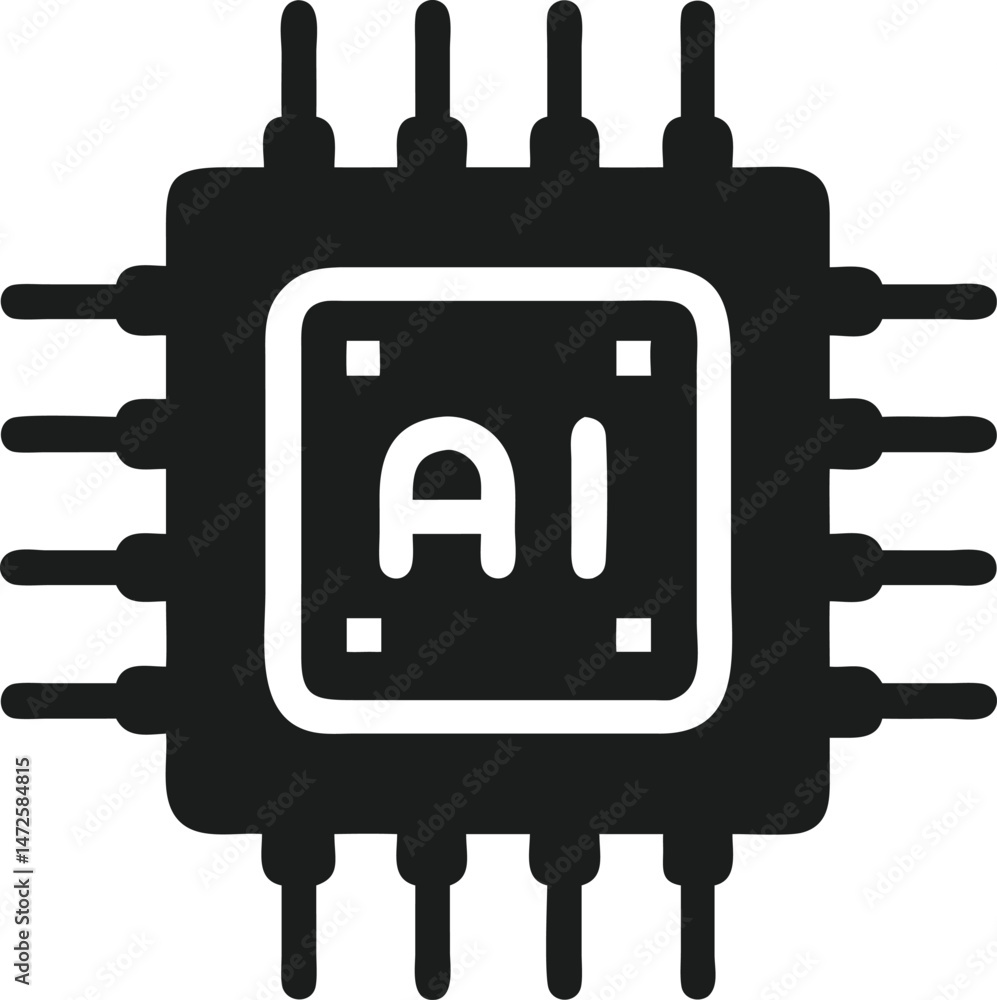 Aufkleber Minimalist ai cpu chip vector illustration flat design for technology concepts
