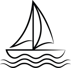 sailboat on waves icon vector illustration