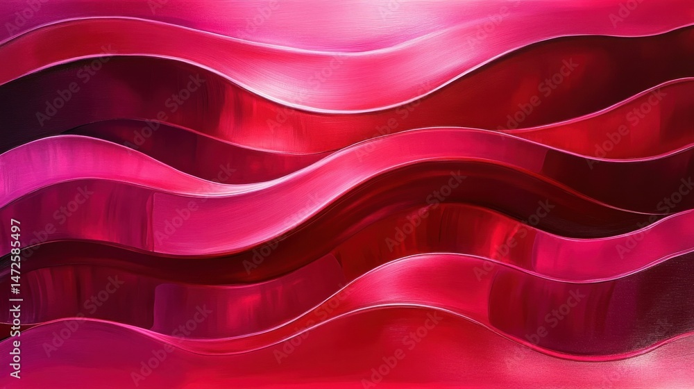 Poster an intimate glimpse into an abstract masterpiece, where layered wavy lines in vivid pink transition 