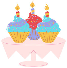 Birthday Cupcakes Colorful