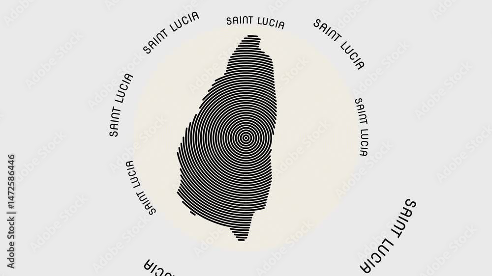 Aufkleber saint lucia shape with dynamic circles visual effect. animation of saint lucia logo appearing from r