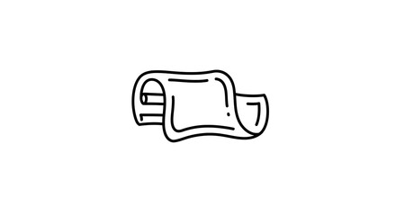 Fototapeta premium Unrolled Textile Roll Simple Black and White Line Art