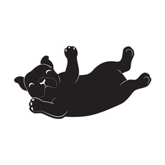 English Bulldog Rolling On Ground Silhouette
