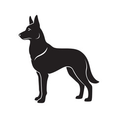German Shepherd Alert In Guard Position Silhouette