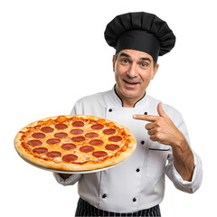 Delicious Pepperoni Pizza Chef Recommendation isolated on transparent background