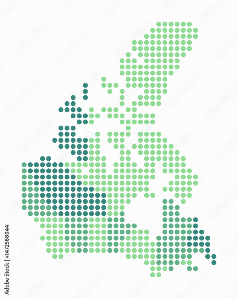 Poster canada dotted map. digital style map of the country on white background. canada shape with circle do
