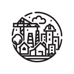 black and white construction logo vector