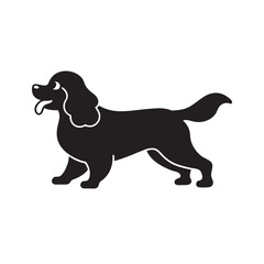 Cavalier Spaniel Trotting In Motion Silhouette