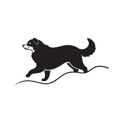 Bernese Mountain Dog In Snow Hop Silhouette