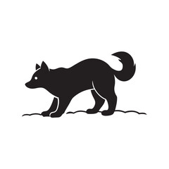 Samoyed Digging Snow In Playful Motion Silhouette