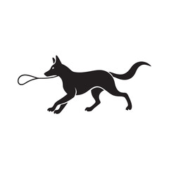 Belgian Malinois Running With Fetch Stick Silhouette