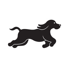 Cocker Spaniel Running In Playful Mode Silhouette