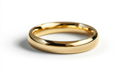 Timeless wedding band in polished yellow gold, isolated on white background