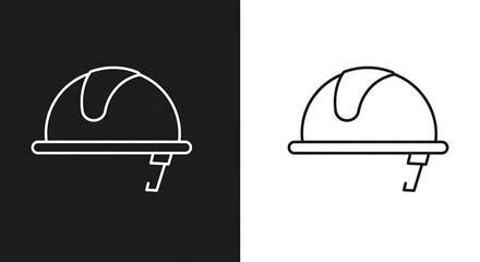 Fototapeta premium Hard Hat Line Art on Contrasting Backgrounds Safety Gear Illustration