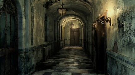 Fototapeta premium Old abandoned hospital corridor