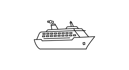 Obraz premium Cruise Ship Line Art Illustration for Travel and Transportation