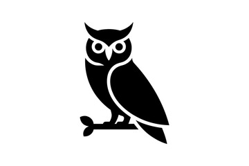 Owl drawing black silhouette bird vector graphic