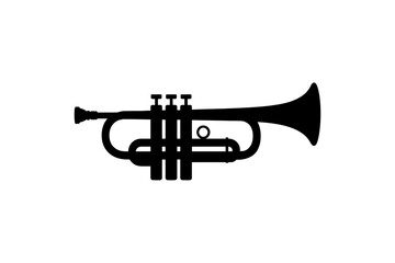 Obraz premium Trumpet musical instrument black silhouette vector