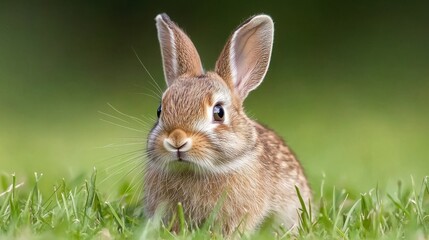 Fototapeta premium Adorable Baby Bunny in Green Grass